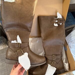 JustFab Brown Combat & Moto Boots